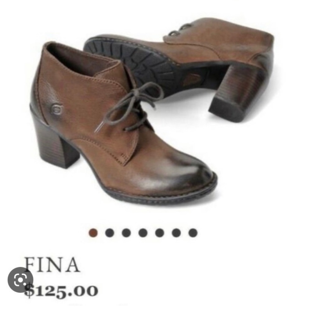 Born Fina Brown Leather Lace up Heeled Booties